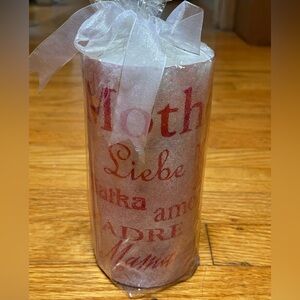 Decorative Beaded Red and White Candle